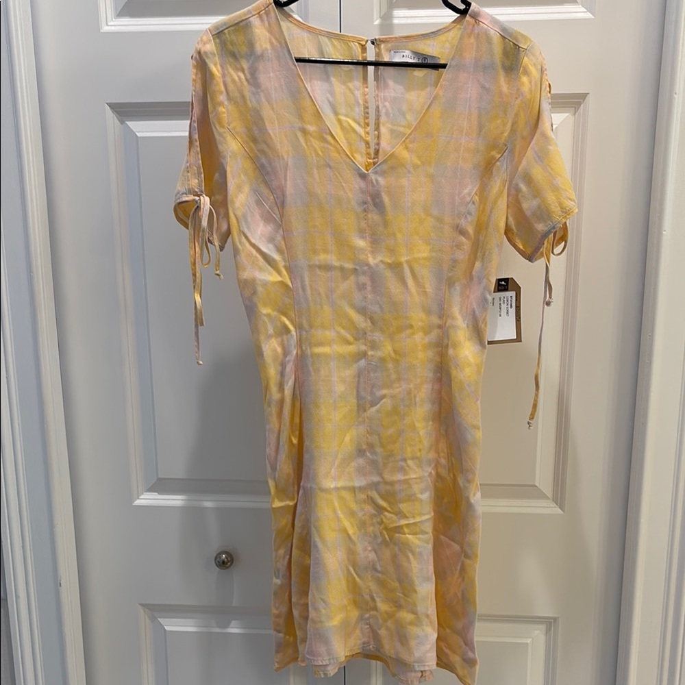 NWT Billy T Yellow and Pink Plaid Dress